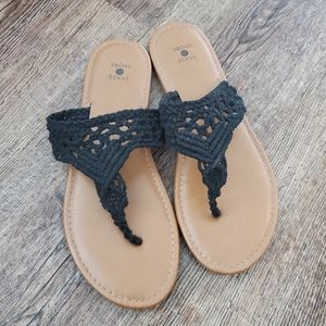 Target Shade & Shore Black Macrame Flip flops Sandals size 9